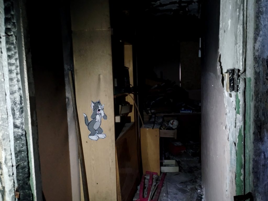 Burnt kid's room in North Saltyvka, Kharkiv
