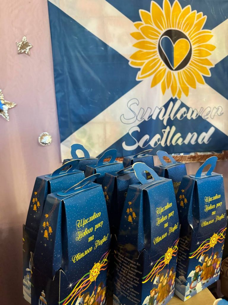 Chocolate Christmas gifts by Sunflower Scotland, for disabled children in Kryvyi Rih
