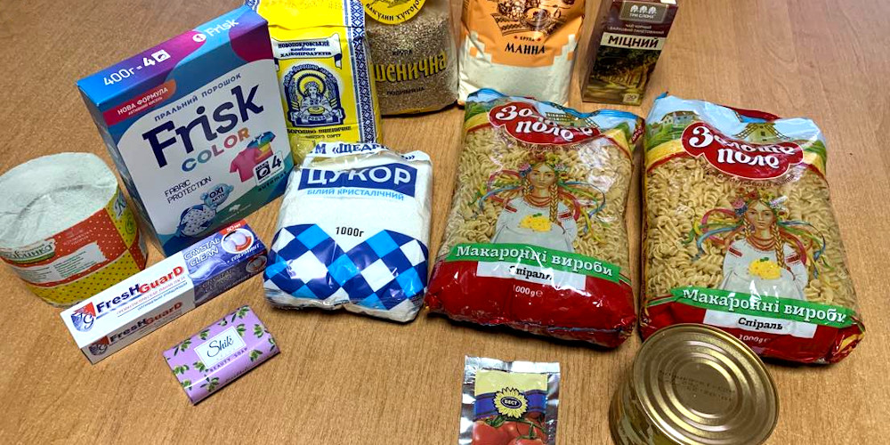Sunflower Scotland purchased humanitarian aid, including food, washing powder, soap, toothpaste