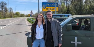 Sunflower Scotland volunteers Elvira Dmitrieva, Oleg Dmitriev, deliver cars to Ukraine