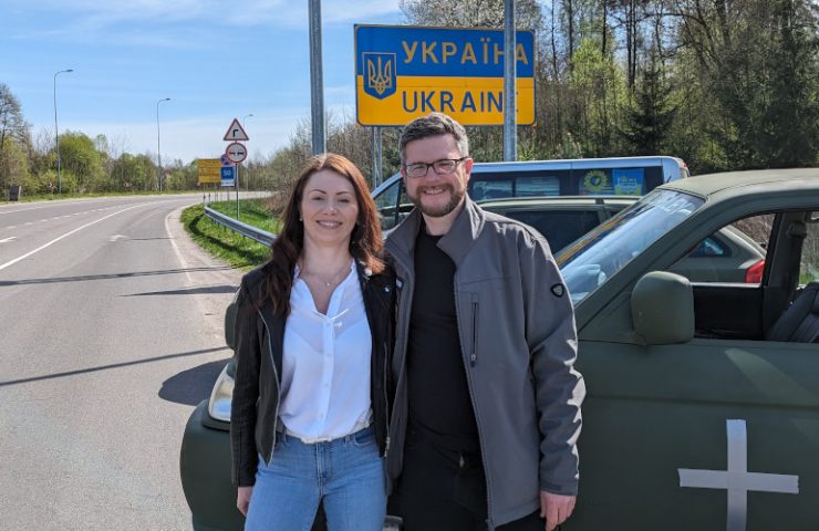 Sunflower Scotland volunteers Elvira Dmitrieva, Oleg Dmitriev, deliver cars to Ukraine