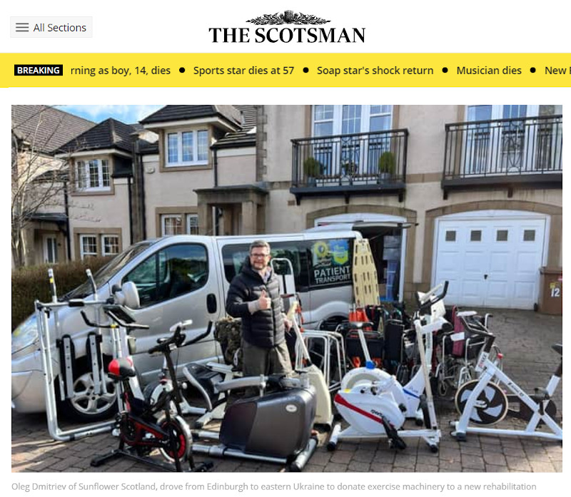 The Scotsman article about Sunflower Scotland delivering aid for amputees
