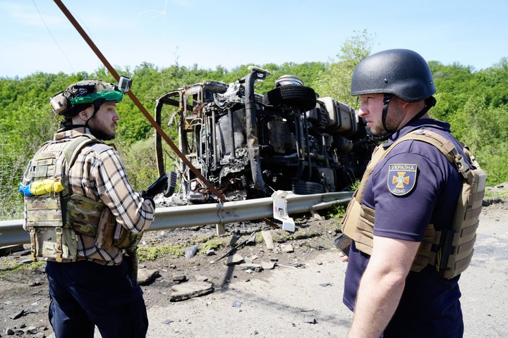 Drone attack on Kharkiv ring road M-03. Source: Suspilne Media