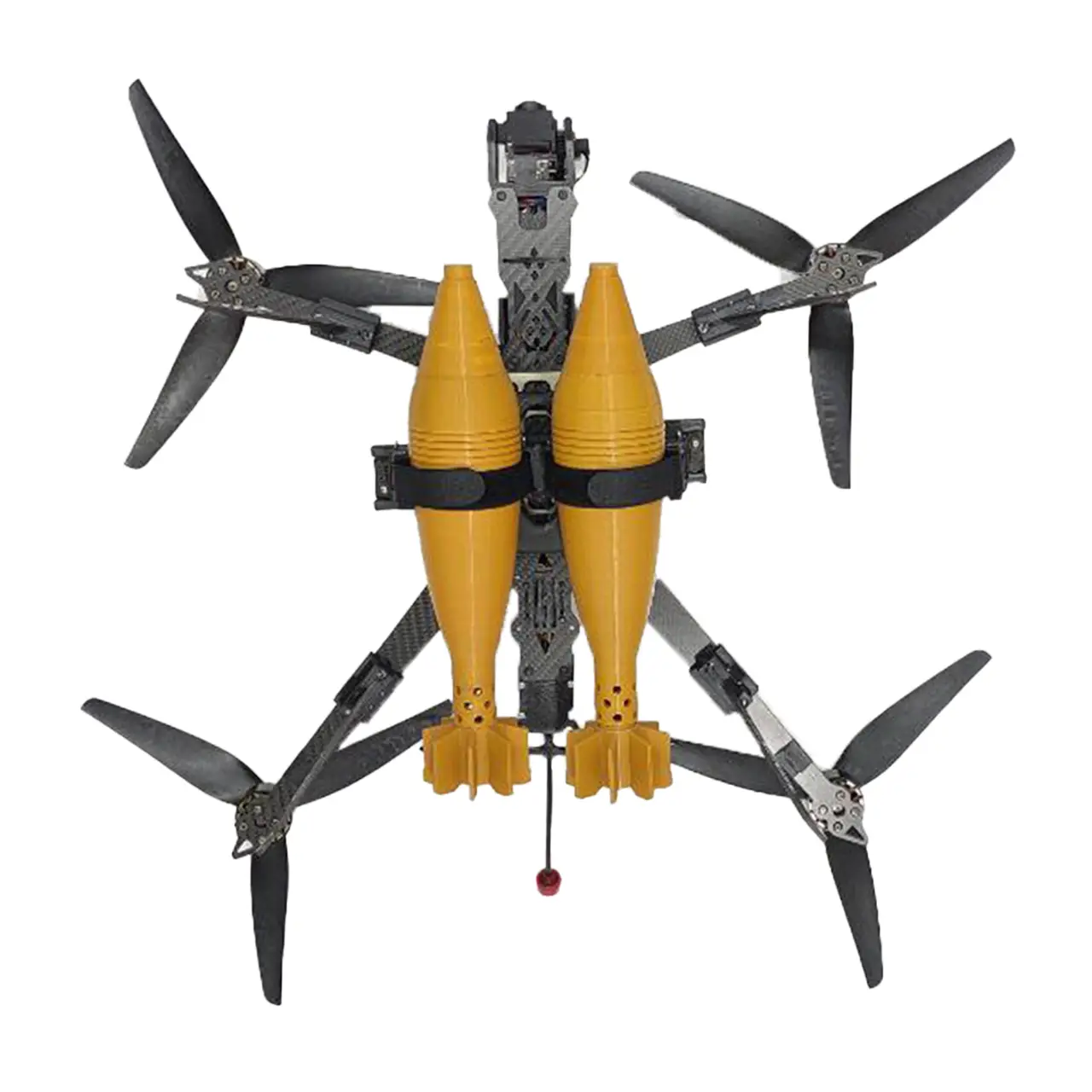 Ukrainian FPV drone PD-DADCAT-10X4 with two bombs (top view)