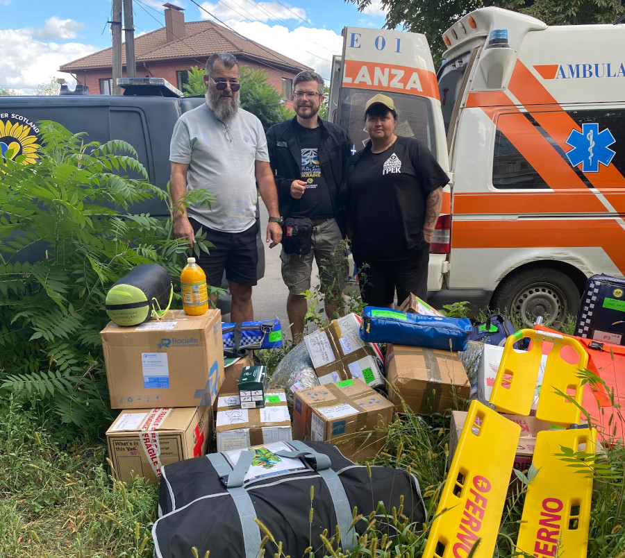 Sunflower donates medical supplies for the ambulance of frontline medics of the Arei battalion, Ukraine defence forces. Sumy