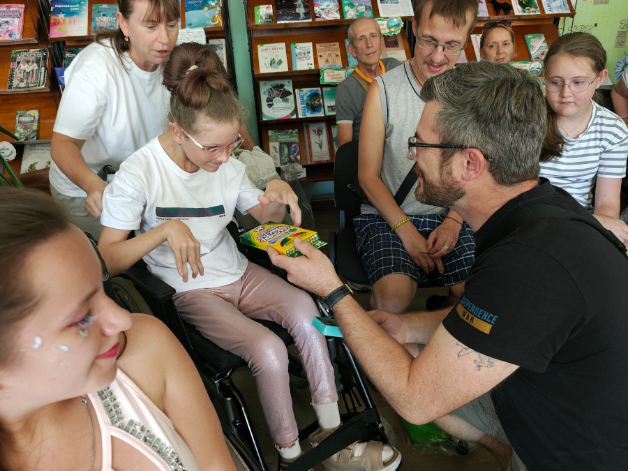 Sunflower donates pens and pencils to disabled children