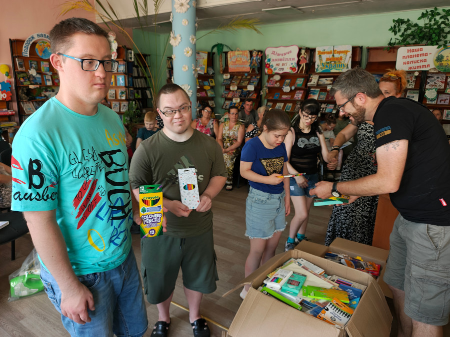 Sunflower donates pens and pencils to disabled children