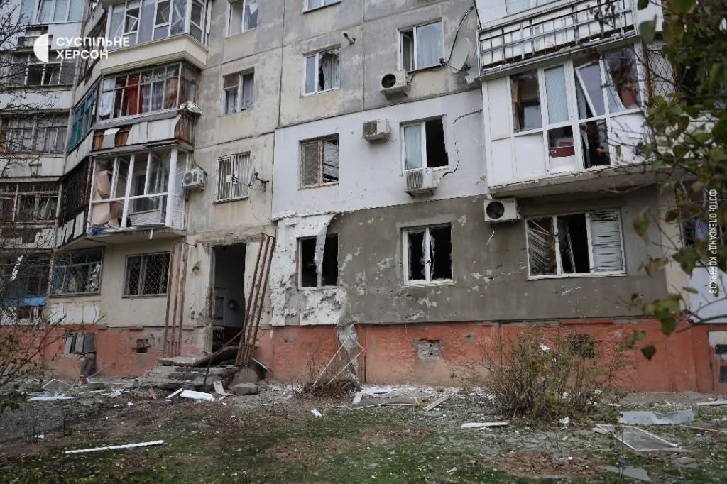 Suspilne Kherson - damaged house as a result of 23 Oct Russian attack on Kherson