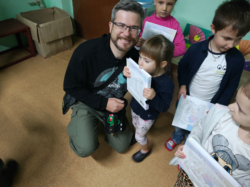 Children loving the colouring books Within the Wisdom of My Soul