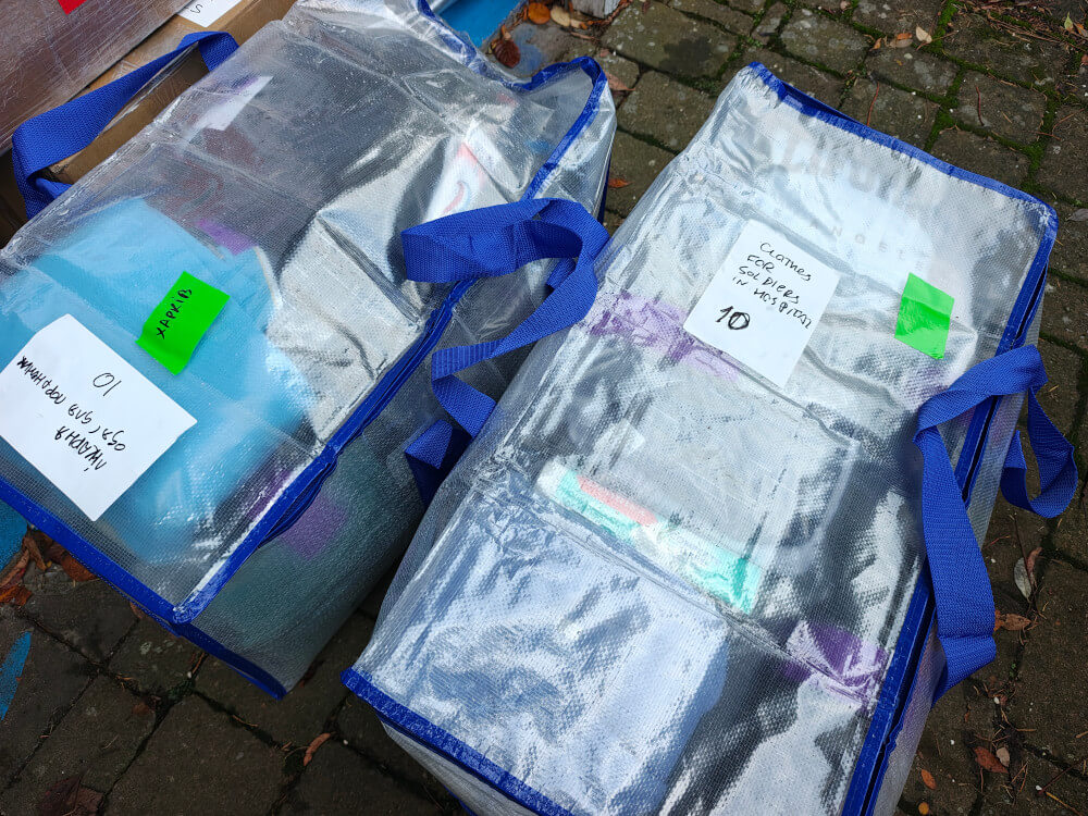 Bags of supplies for wounded soldiers in Kharkiv