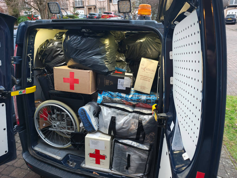 Sunflower Scotland's Ford Transit loaded with medical supplies