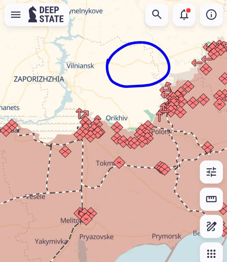 Approximate location at the front line near Zaporizhzhia