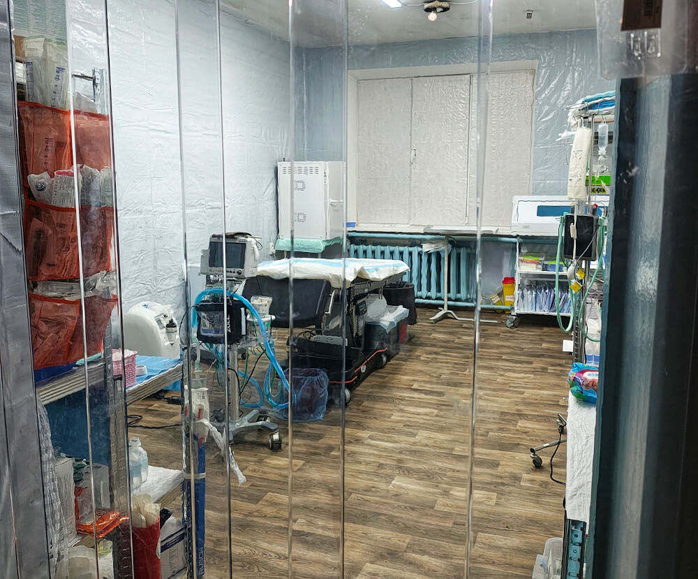 Operating room at the field hospital east of Zaporizhzhia