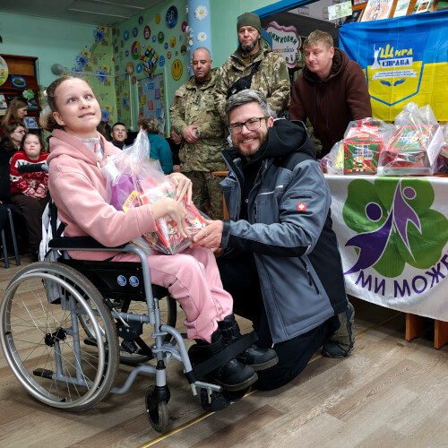 Sunflower donates a Christmas gift to a disabled child in Kryvyi Rih