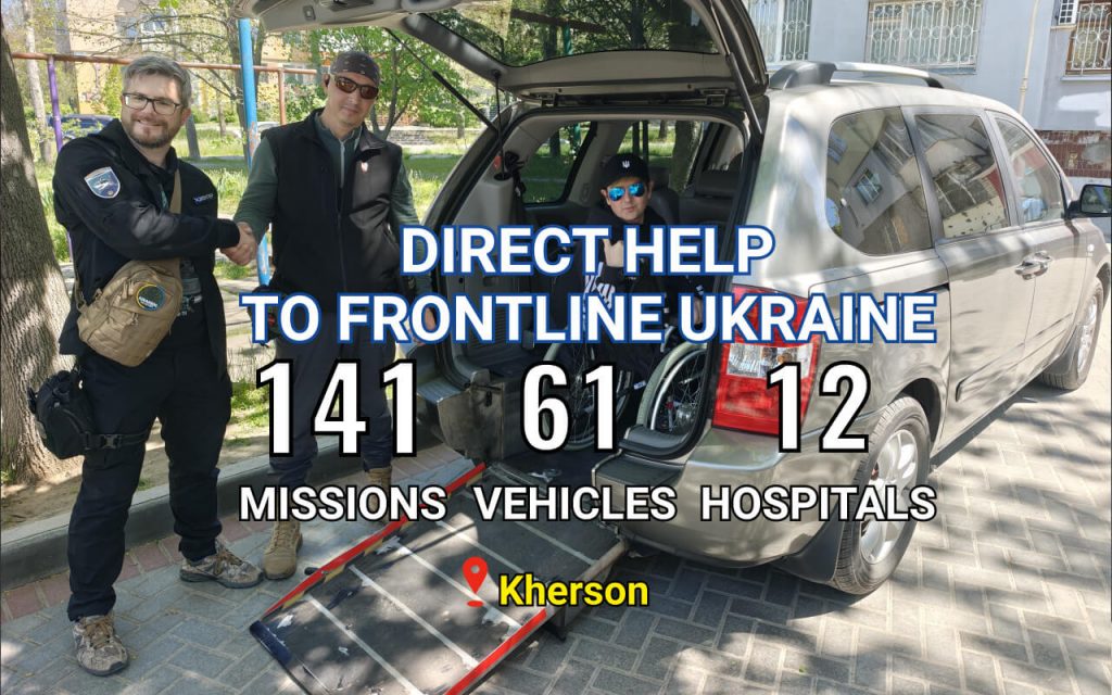 Sunflower Scotland statistics of delivering humanitarian aid in Ukraine - completed 141 missions, delivered 61 vehicles, helped 12 hospitals