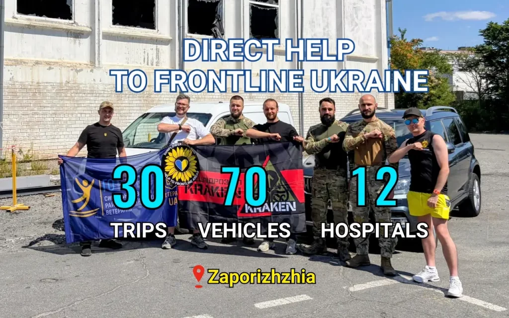 Sunflower Scotland statistics of delivering humanitarian aid in Ukraine - completed 30 trips, delivered 70 vehicles, helped 12 hospitals