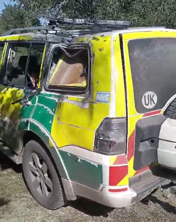 UK NHS ambulance destroyed by a drone