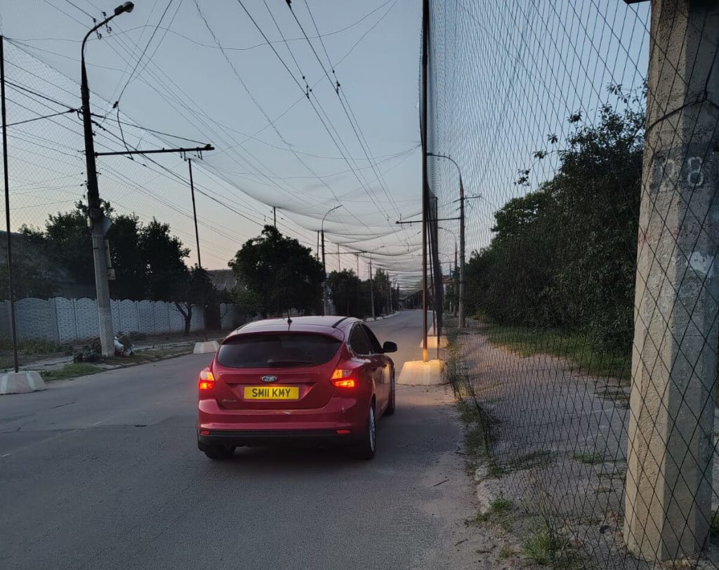 Ford Focus donated by Sunflower Scotland in Kherson under anti-drone nets