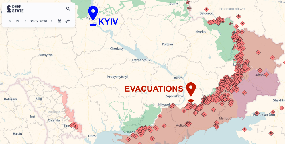 Oleg's Evacuations posting east of Zaporizhzhia, August 2026