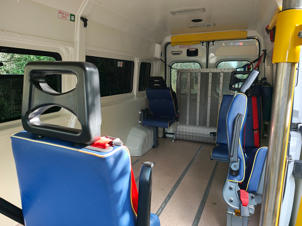 the inside view of Peugeot Boxer van for mobile surgery, for the medics of the Khartiya brigade