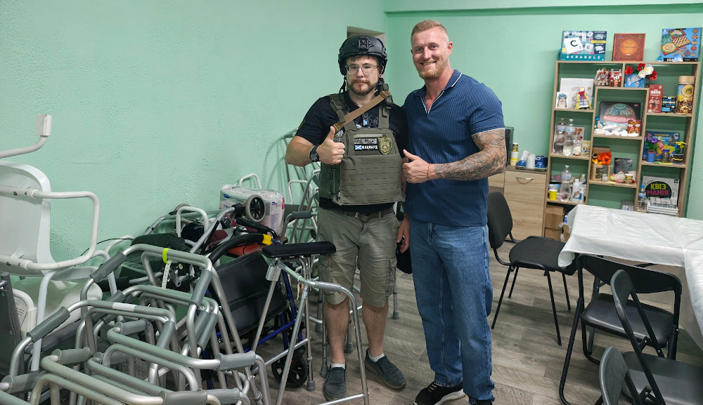 Sunflower Scotland donates walking frames to Strong because Free charity in Kherson for disabled people