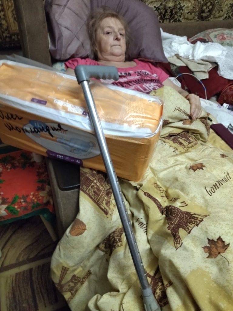 adult nappies from Sunflower Scotland donated to a disabled person in Kherson