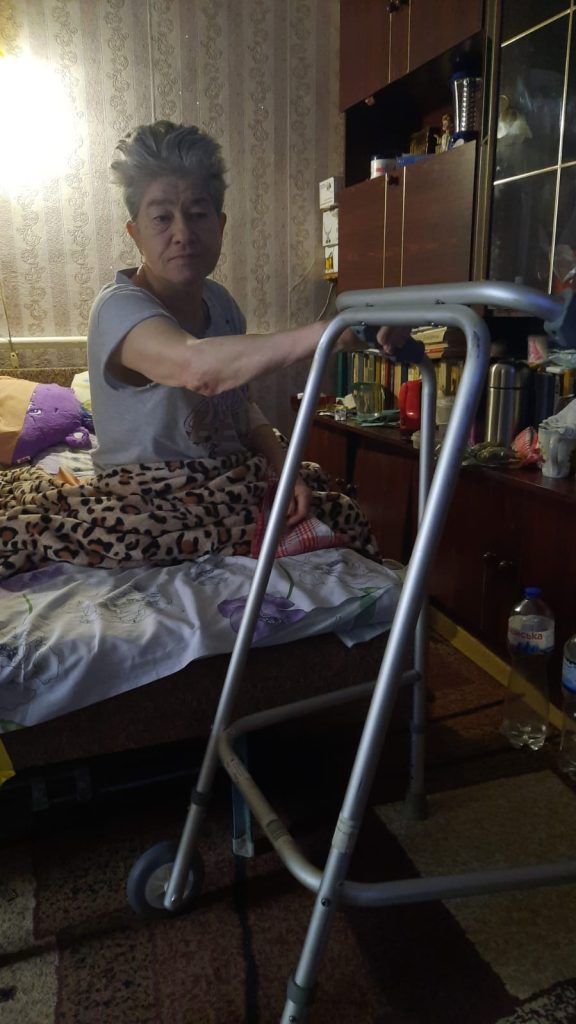 zimmer frame from Sunflower Scotland donated to a disabled person in Kherson
